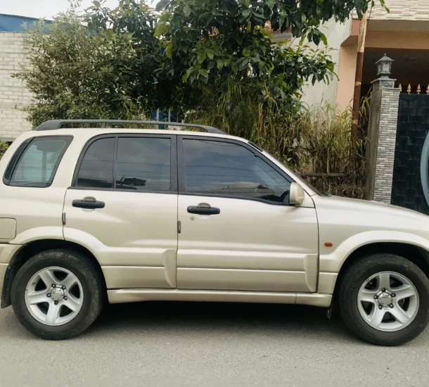 Silver SUV parked on the road