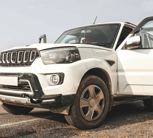 White SUV parked on roadside