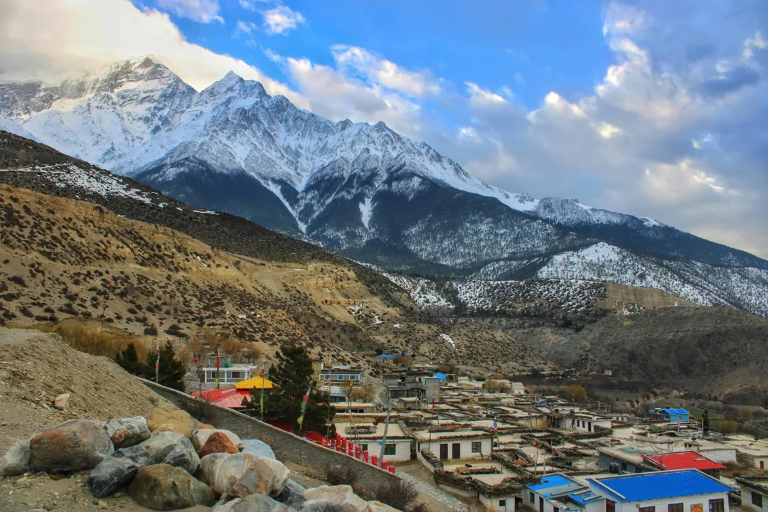 beautiful village under the mountains