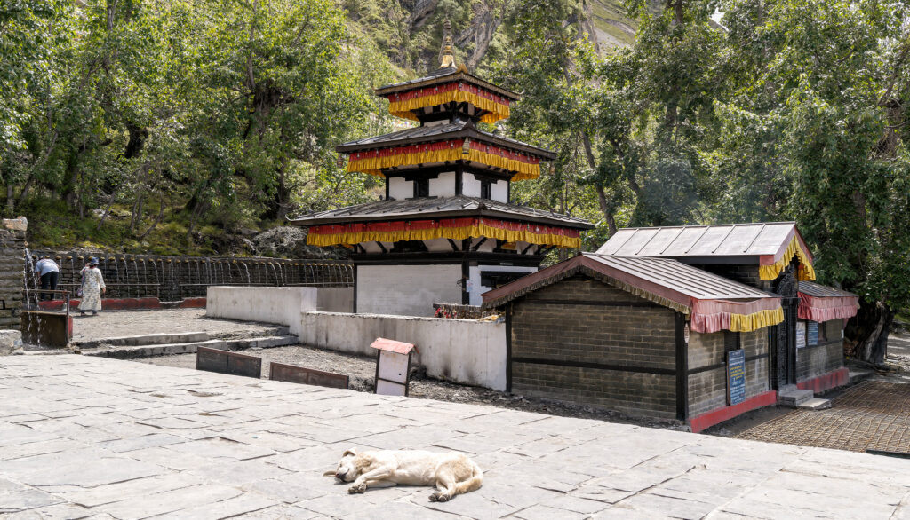 Himalayan temple with pagoda architecture
