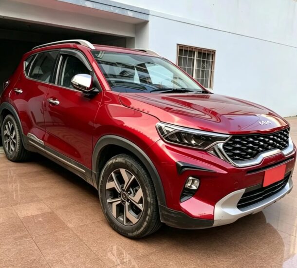 Kathmandu to Ilam by Private Car red Kia SUV parked near building