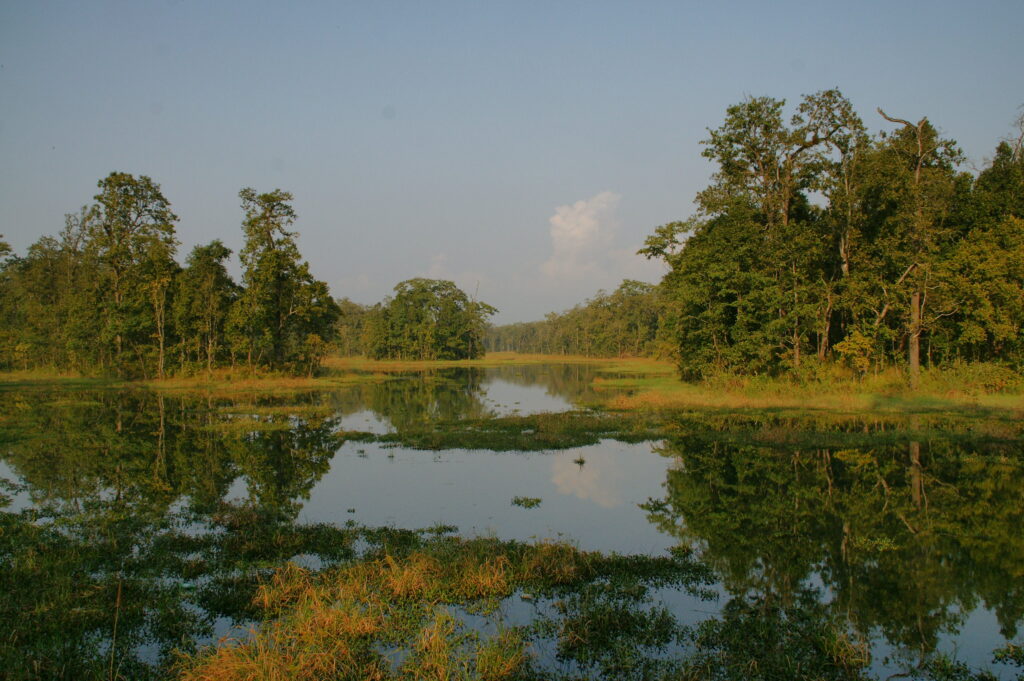 Women Travelers in Nepal at forest lake